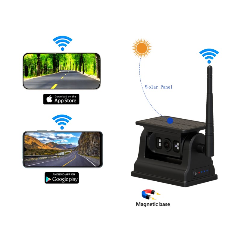 1080P WiFi бездротова камера заднього виду для Android iOS із сонячною зарядкою та магнітним кріпленням
