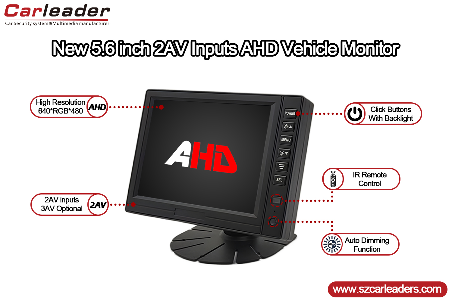 5-дюймовий TFT РК-монітор з цифровою панеллю AHD