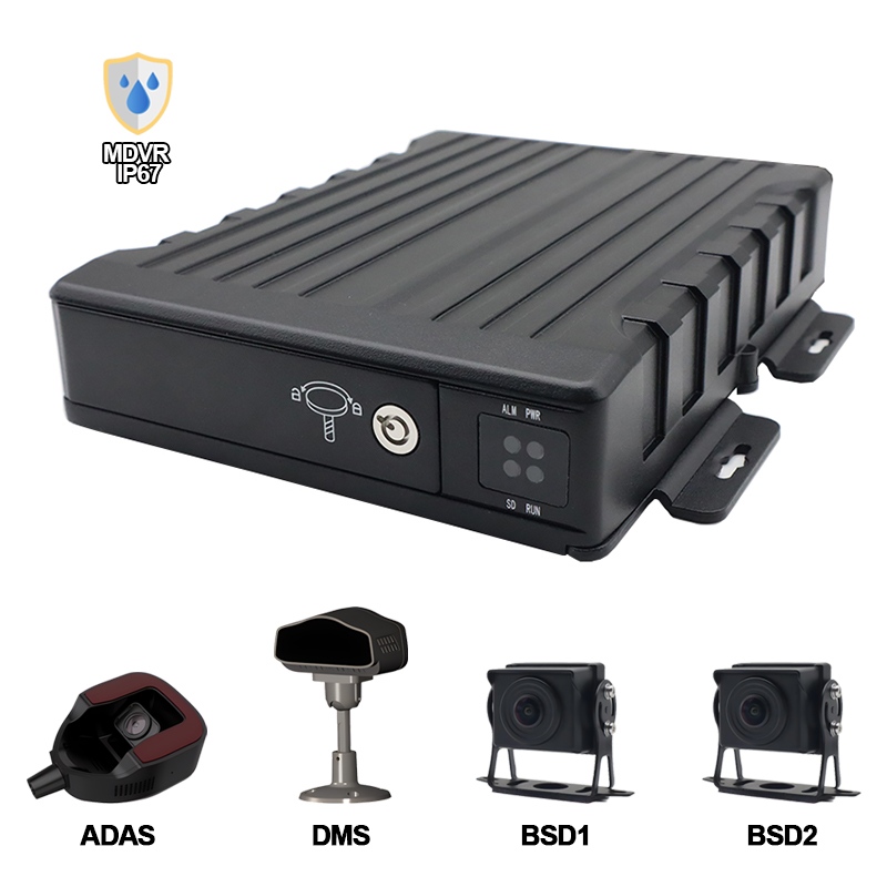 4CH IP67 Водонепроникний AI SD Mobile DVR Підтримка ADAS+DMS+BSD